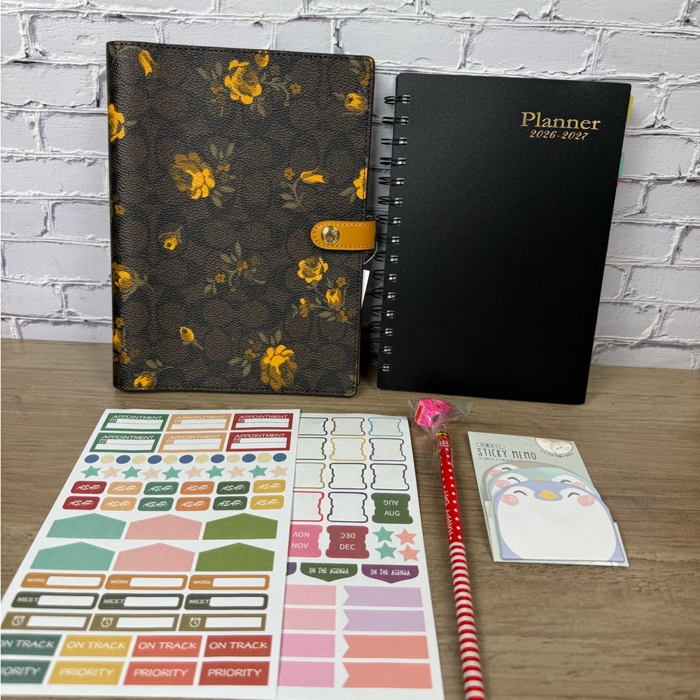 Coach Notebook yellow flowers with a free Planner NWT